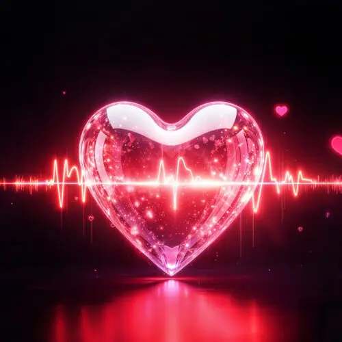 fréquences avec un cœur rouge et roses